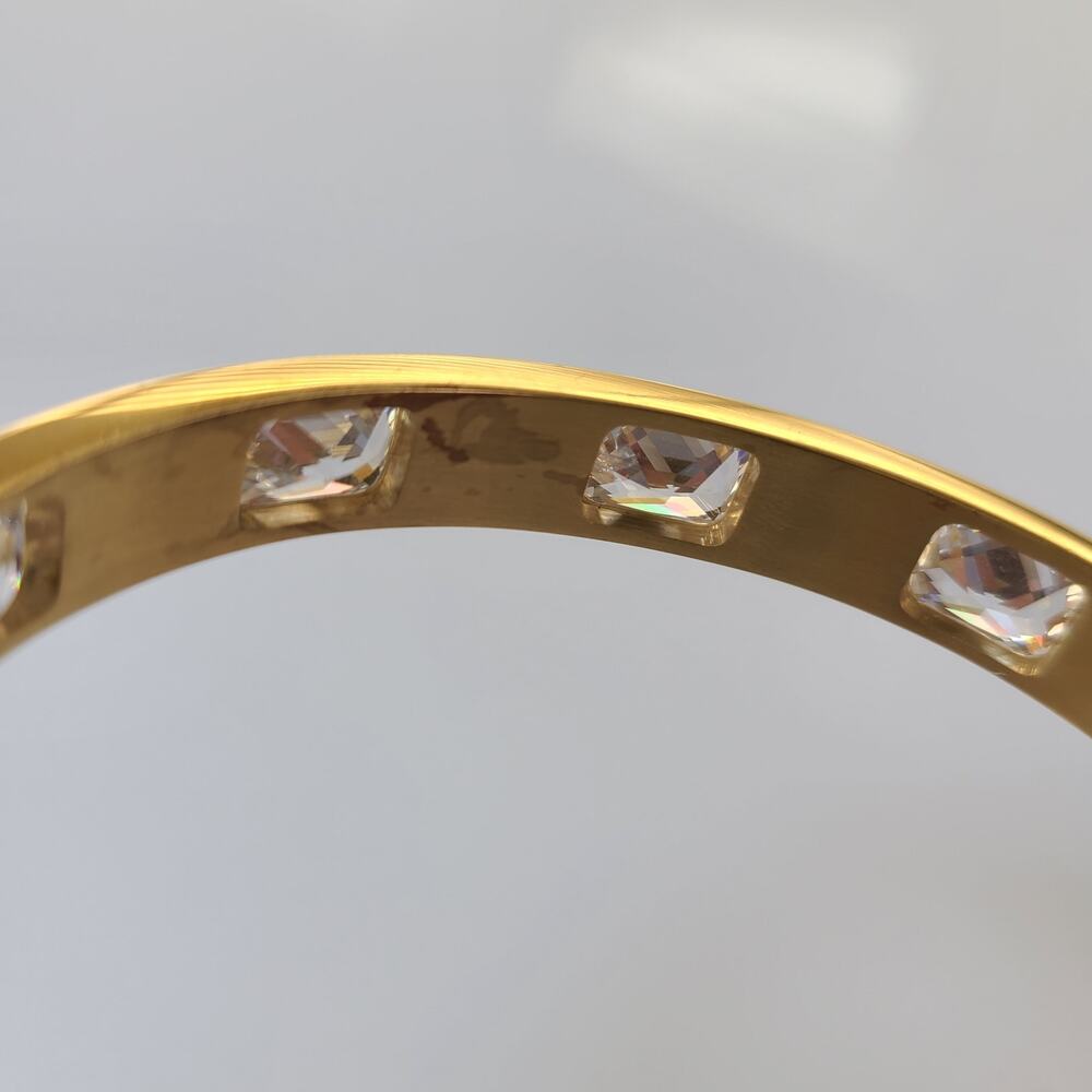 Michael Kors Gold Tone Baguetta Crystal Bangel Bracelet - Picture 6 of 9